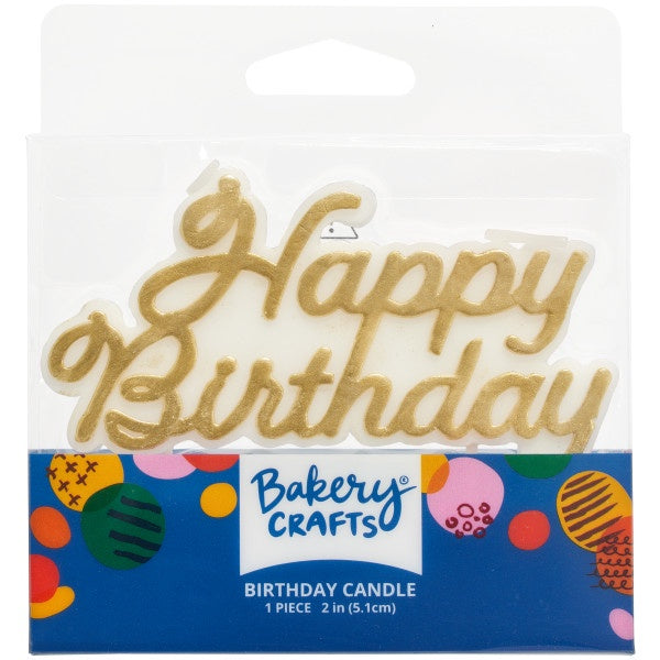 Happy Birthday Shaped Candle In Gold