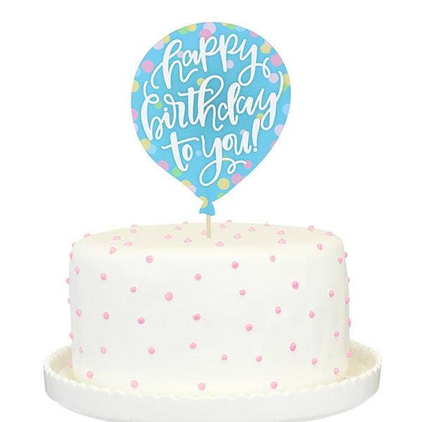 Blue Balloon Happy Birthday Cake Topper