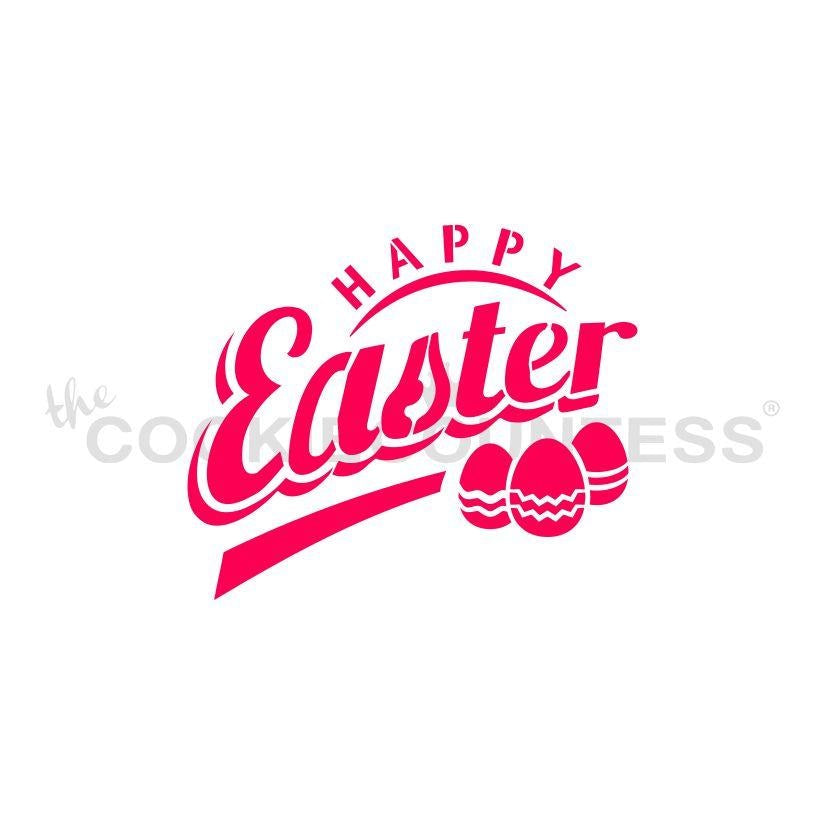 Happy Easter with Eggs Stencil