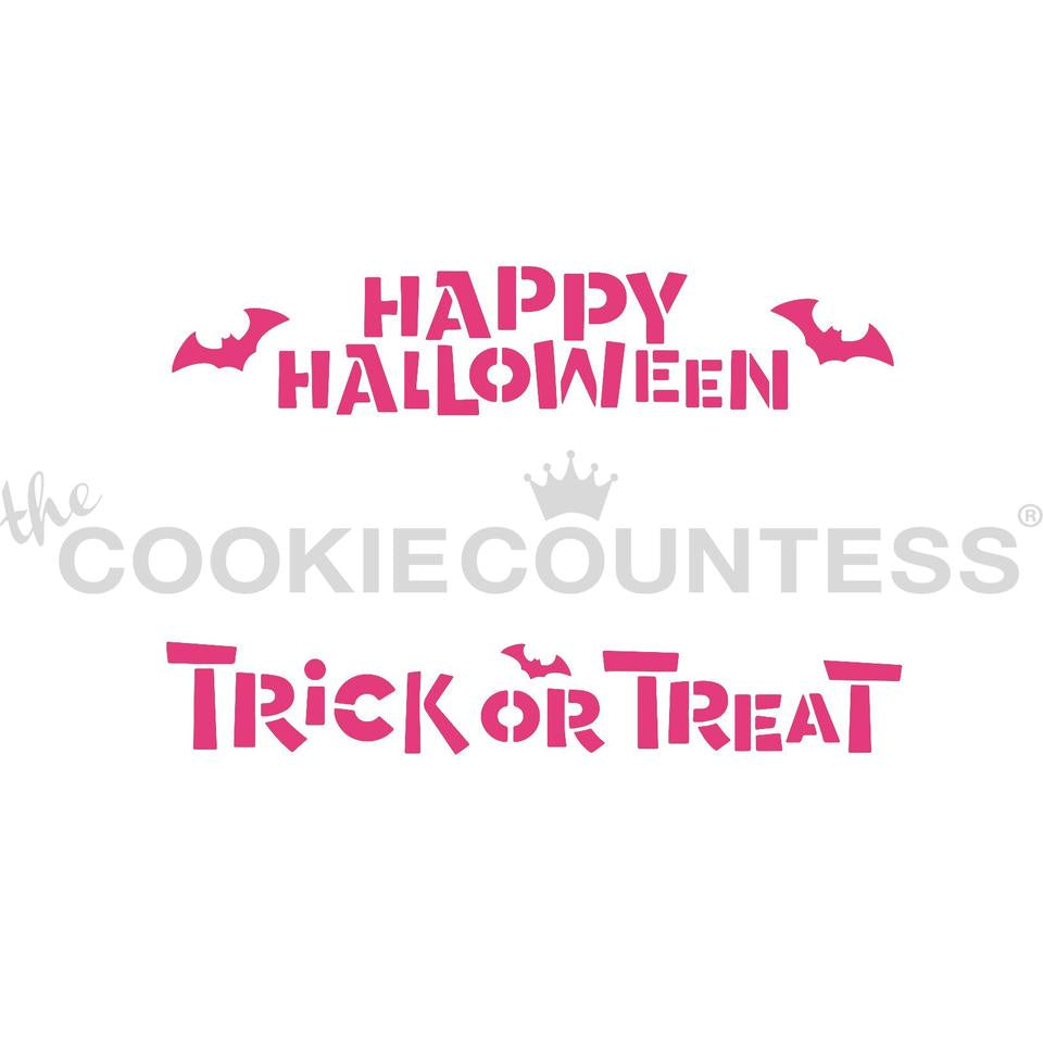 Happy Halloween, Trick or Treat Cookie Stick Stencil