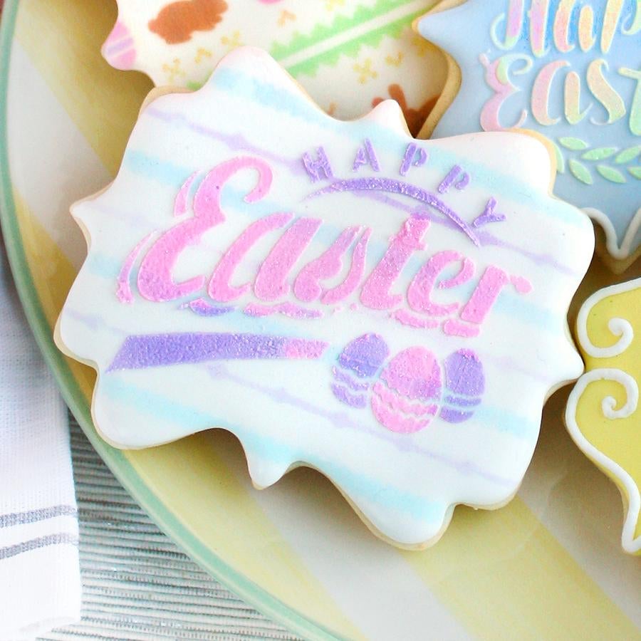 Happy Easter with Eggs Stencil