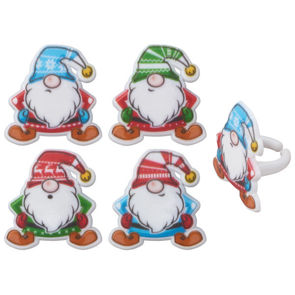 Holiday Gnomes Cupcake Rings - 12 Per Package