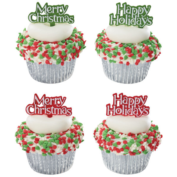 Holiday Tidings - 12 Cupcake Picks