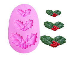 Holly Leaves Silicone Mold with 3 Leaves