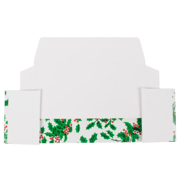 White Candy Box with Holly Pattern, 1 LB, 1 Piece Folding Box