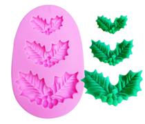 Holly Leaves Silicone Mold with 3 Leaves