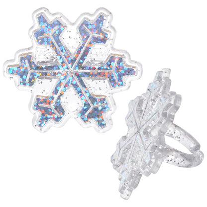 Hologram Snowflake Cupcake Rings- 12 Rings