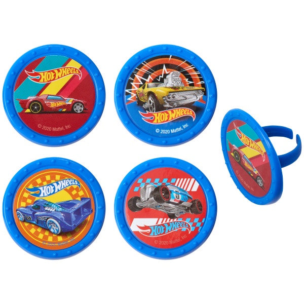 Hot Wheels Cupcake Rings - 12 Rings