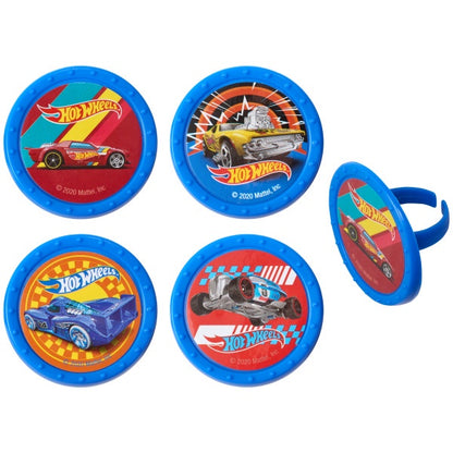 Hot Wheels Cupcake Rings - 12 Rings
