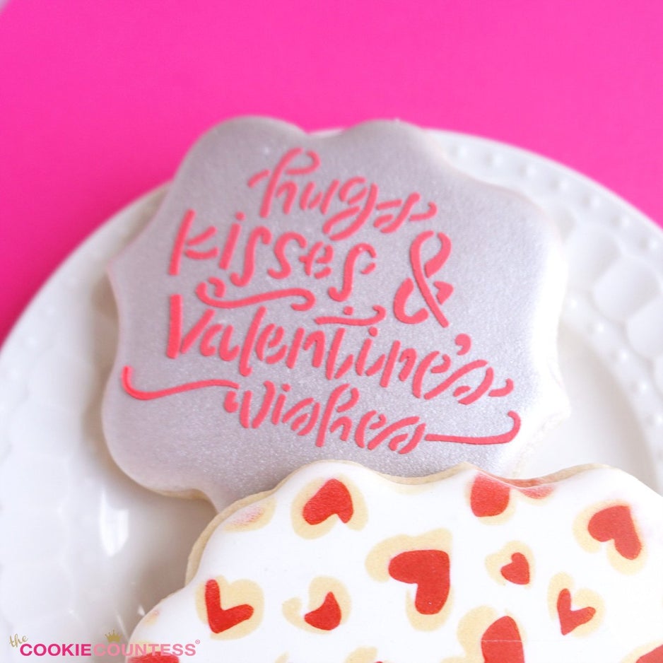 Hugs, Kisses & Valentines Wishes Stencil