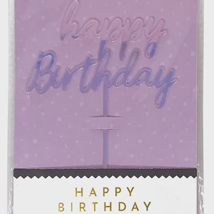 Happy Birthday Cake Topper, Iridescent Acrylic