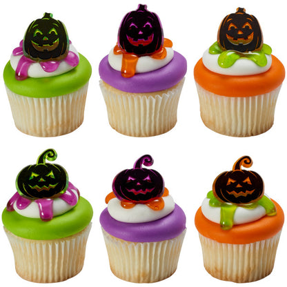 Pumpkin Silhouettes Cupcake Rings - 12 Rings