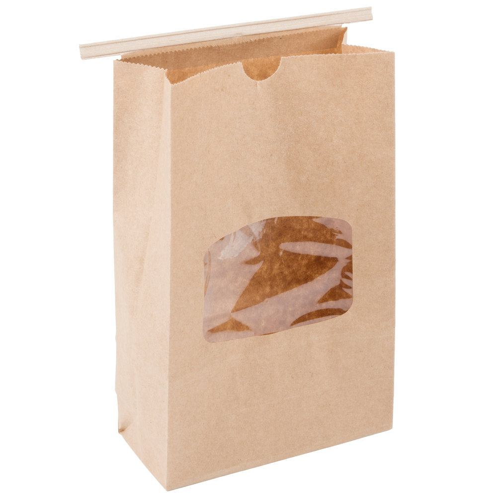 Kraft Colored Lined Bag w/Window - 6x2.75x9.5