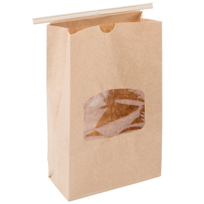 Kraft Colored Lined Bag w/Window - 6x2.75x9.5