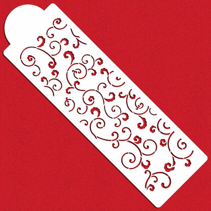 Leafy Scroll Cake Side Stencil