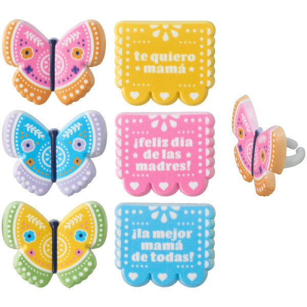 La Mejor Mama De Todas Cupcake Rings - 12 Cupcake Rings