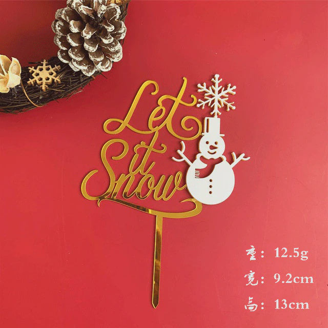 Let It Snow Gold Acrylic Cake Topper