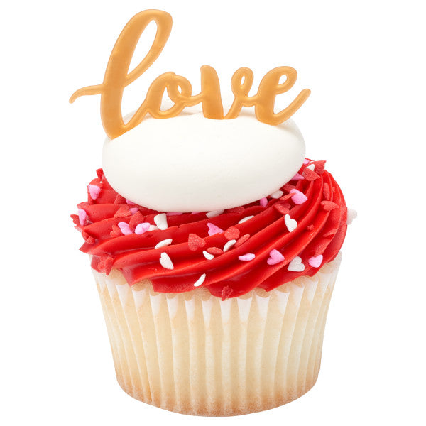 Gold Love Cupcake Layon - 6 Pieces