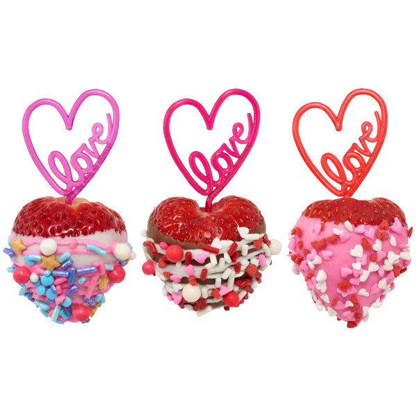 Neon Love Heart Assortment - 12 Cupcake Picks