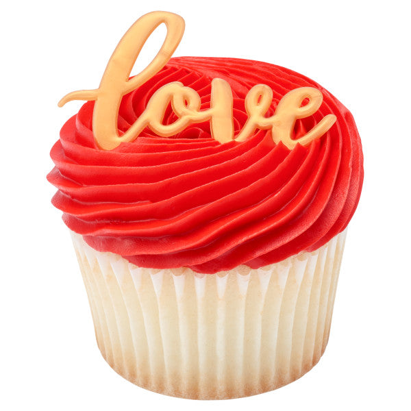 Gold Love Cupcake Layon - 6 Pieces