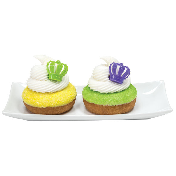 Mardi Gras 3D Crowns Cupcake Rings, 12 Cupcake Rings