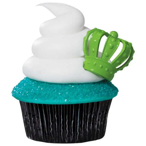 Mardi Gras 3D Crowns Cupcake Rings, 12 Cupcake Rings