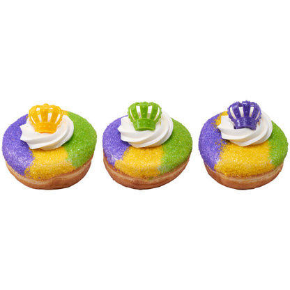 Mardi Gras 3D Crowns Cupcake Rings, 12 Cupcake Rings