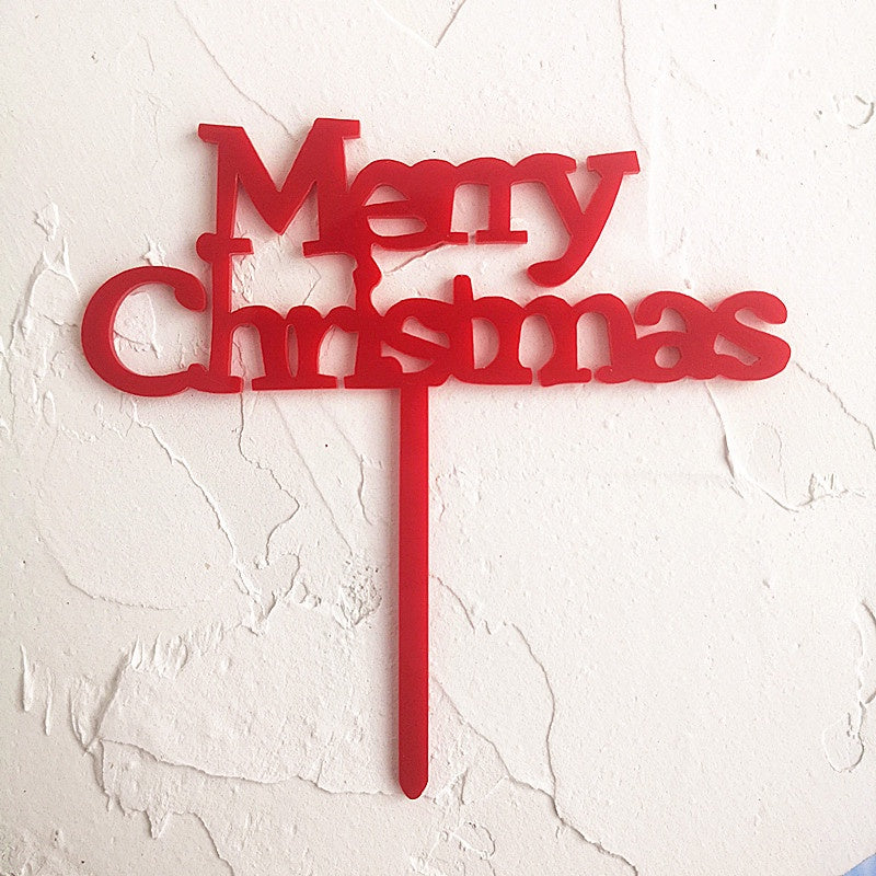Merry Christmas Red Acrylic Cake Topper
