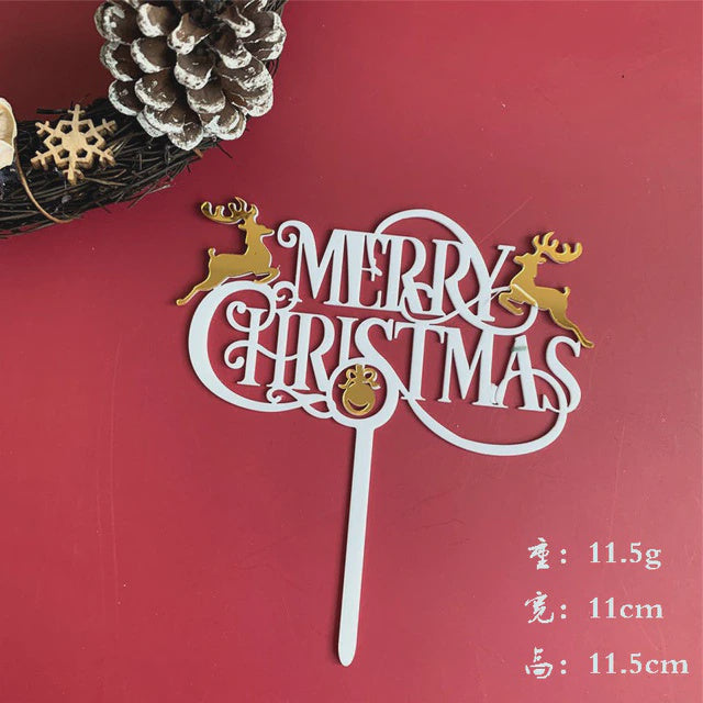 Merry Christmas White Acrylic Cake Topper