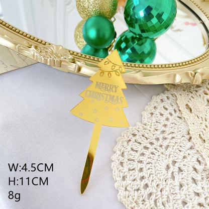 Merry Christmas Tree Gold Acrylic Topper