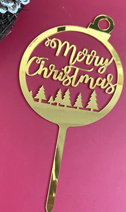 Merry Christmas Gold Acrylic Cake Topper