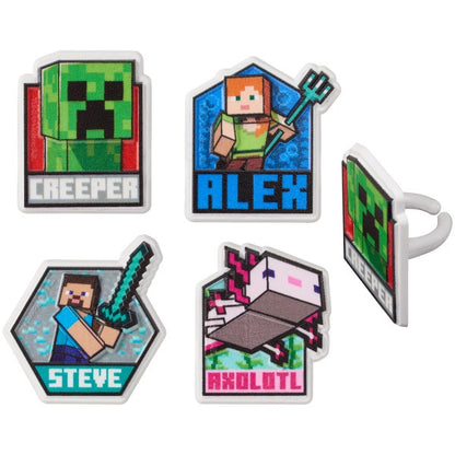 Minecraft Cupcake Rings - 12 Cupcake/Cake Rings