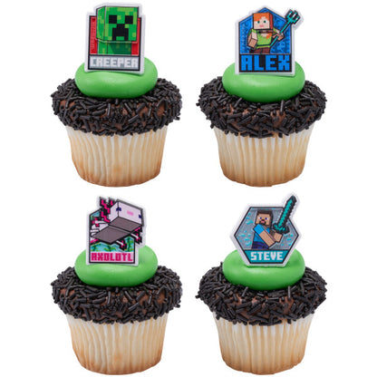 Minecraft Cupcake Rings - 12 Cupcake/Cake Rings