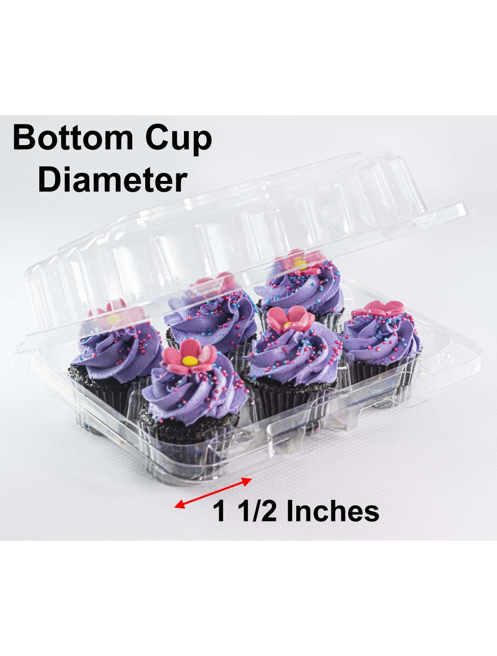 6 Count, Mini Size Plastic Cupcake Container