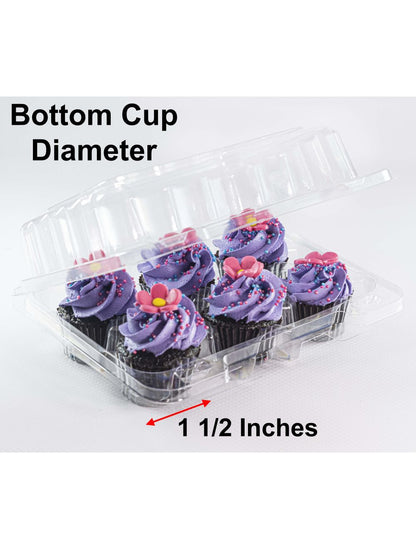 6 Count, Mini Size Plastic Cupcake Container