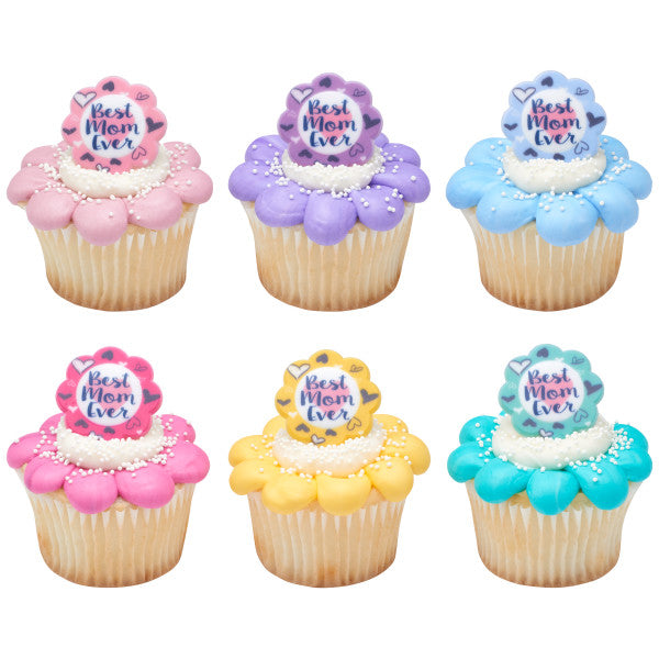 Best Mom Ever Cupcake Rings - 12 Cupcake Rings