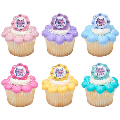 Best Mom Ever Cupcake Rings - 12 Cupcake Rings