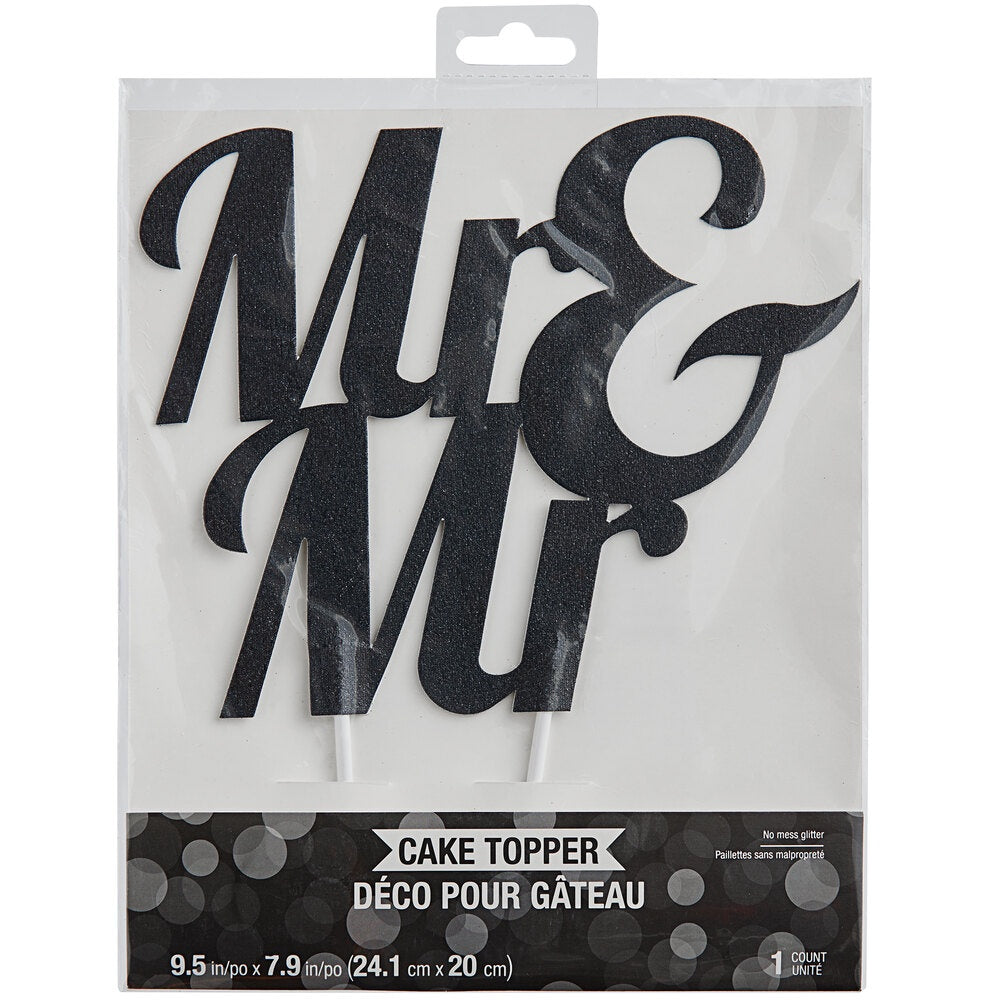 Mr & Mr Black Script Cake Topper