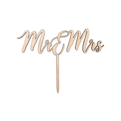 Mr & Mrs Wedding Cake Topper (Wood)