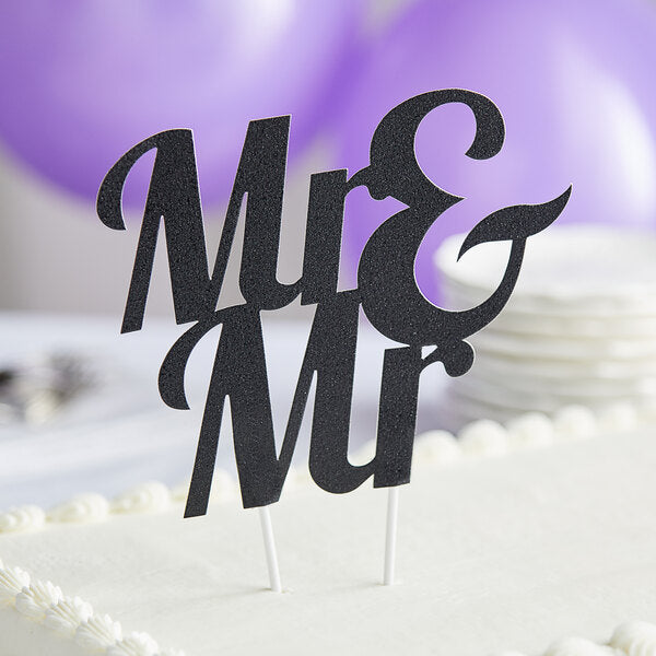 Mr & Mr Black Script Cake Topper