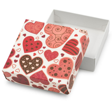 Multi Colored Heart Candy Box, 3 oz, 2 Piece Box with Separate Top & Bottom