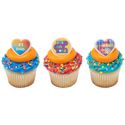 Number 1 Dad Cupcake Rings - 12 Rings