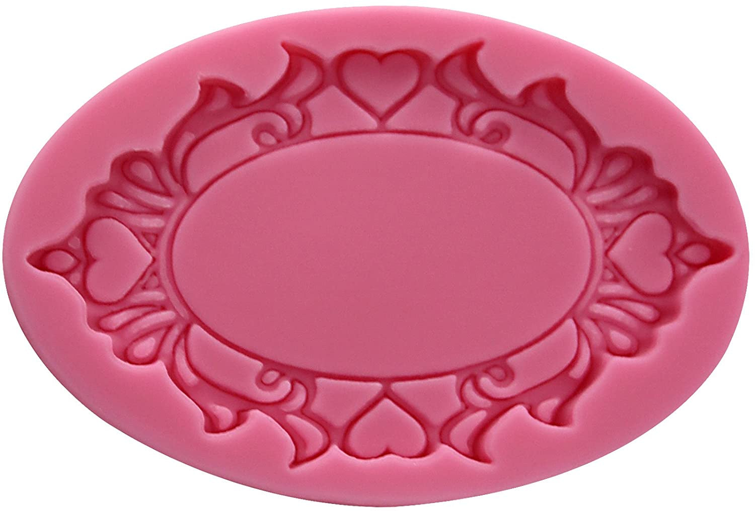 Vintage Oval Frame with Hearts Silicone Mold