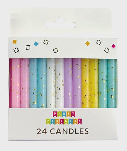 Pastel Candles with Gold Glitter
