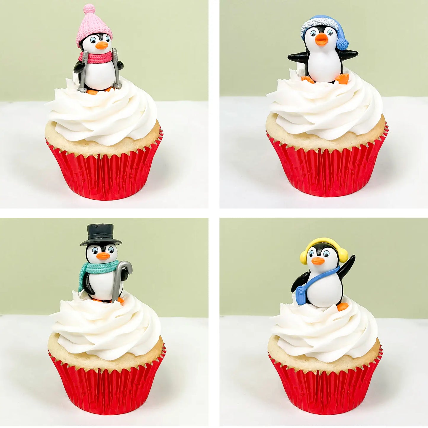 Penguin Cupcake Toppers, 4 Toppers