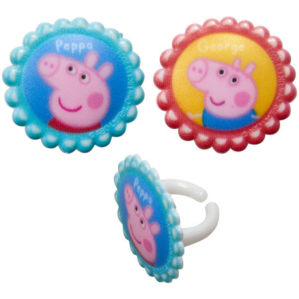 Peppa Pig Cupcake Rings - 12 Rings