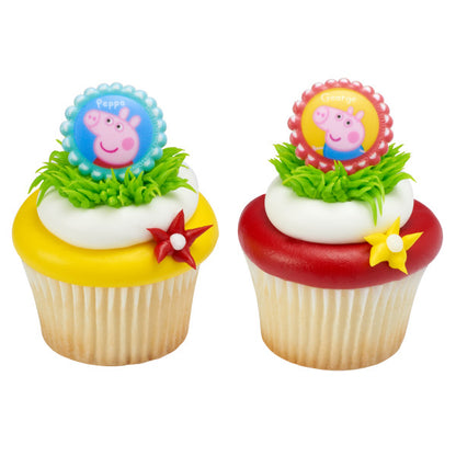 Peppa Pig Cupcake Rings - 12 Rings