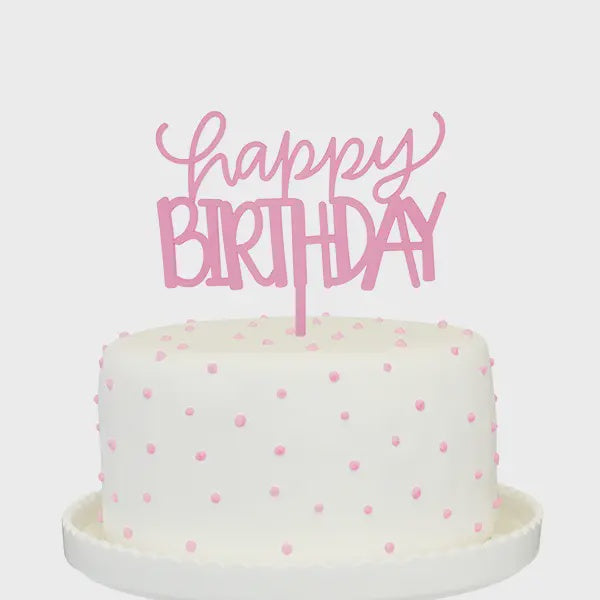 Pink Happy Birthday Cake Topper