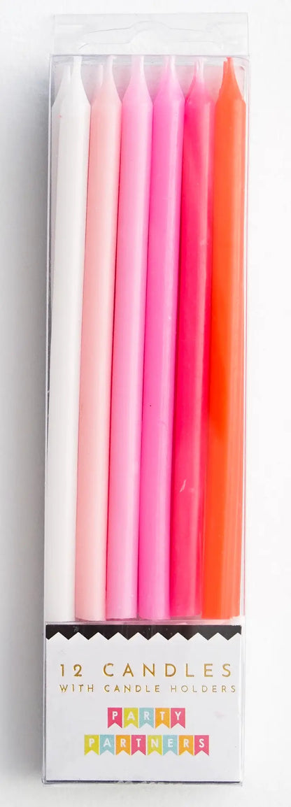 Pink Gradiant Candles with Candle Holders