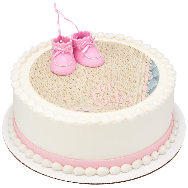 Pink Baby Booties Cake Topper Set